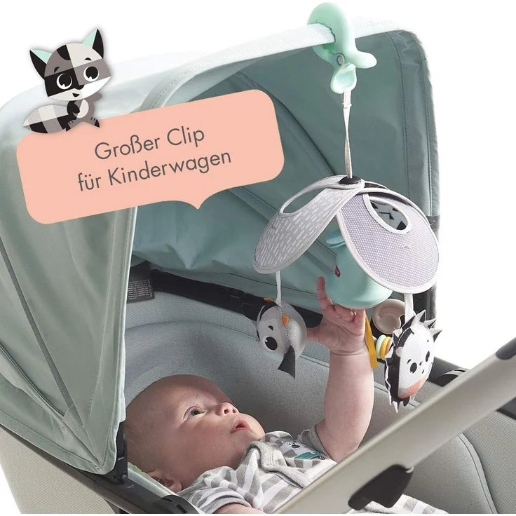 Tiny Love Mini Mobile Magical Tales, für Babys mit Großer Clip für unterwegs, mit 4 Spielmöglichkeiten, nutzbar ab der Geburt, black und white – Bild 2
