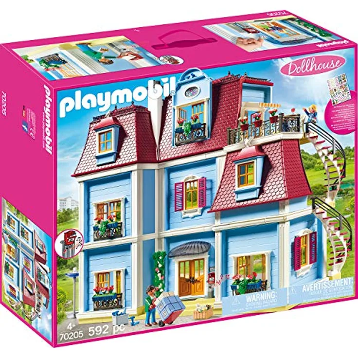 Playmobil Dollhouse 70205 'Mein Großes Puppenhaus', 592 Teile, ab 4 Jahren, mit funktionsfähiger Türklingel