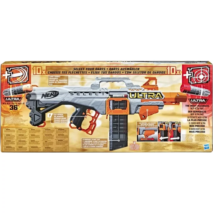 Nerf F0958U50 'Ultra SELECT', ab 8 Jahren, Reichweite 36 Meter, motorisiert, mit Tragegriff, weiß/orange – Bild 9