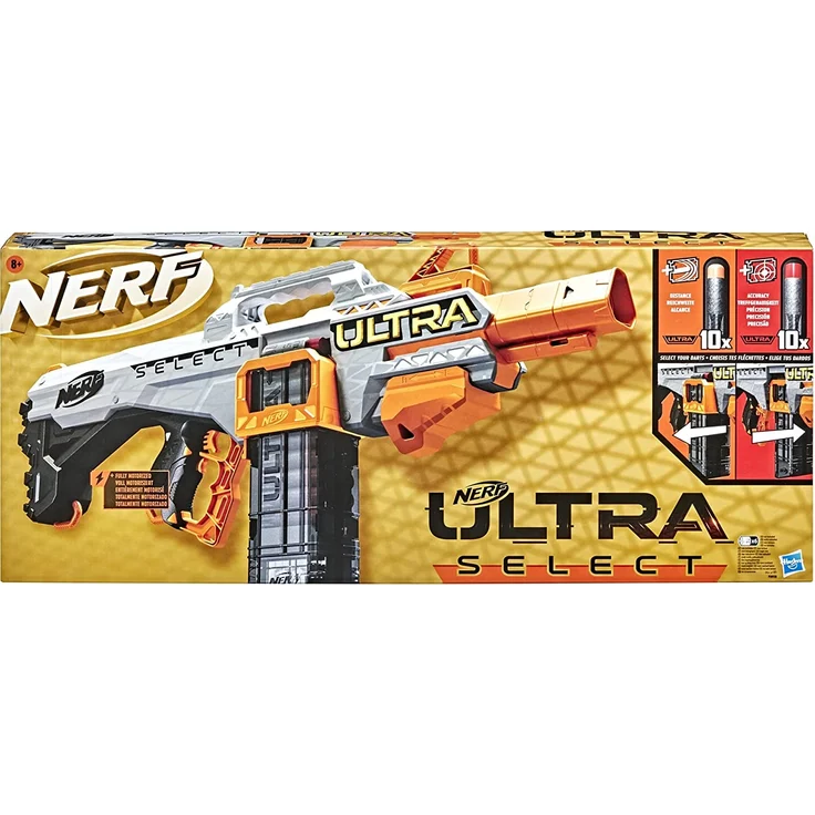 Nerf F0958U50 'Ultra SELECT', ab 8 Jahren, Reichweite 36 Meter, motorisiert, mit Tragegriff, weiß/orange – Bild 2