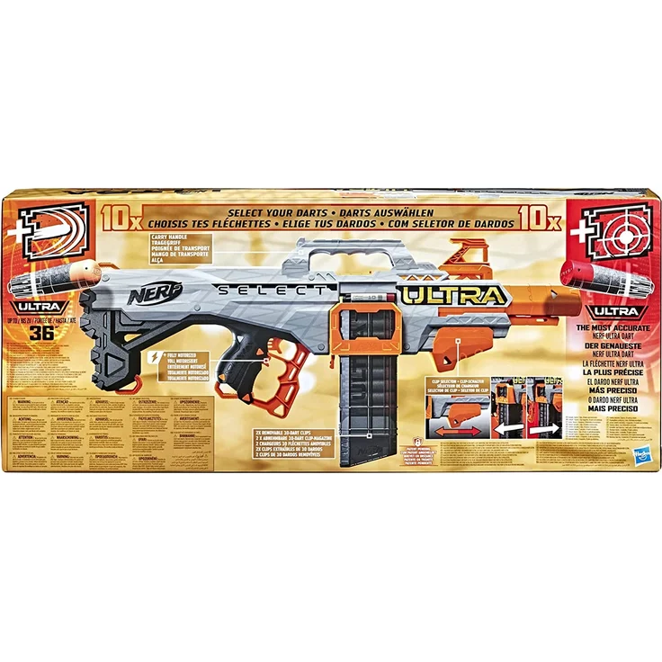 Nerf F0958U50 'Ultra SELECT', ab 8 Jahren, Reichweite 36 Meter, motorisiert, mit Tragegriff, weiß/orange – Bild 3