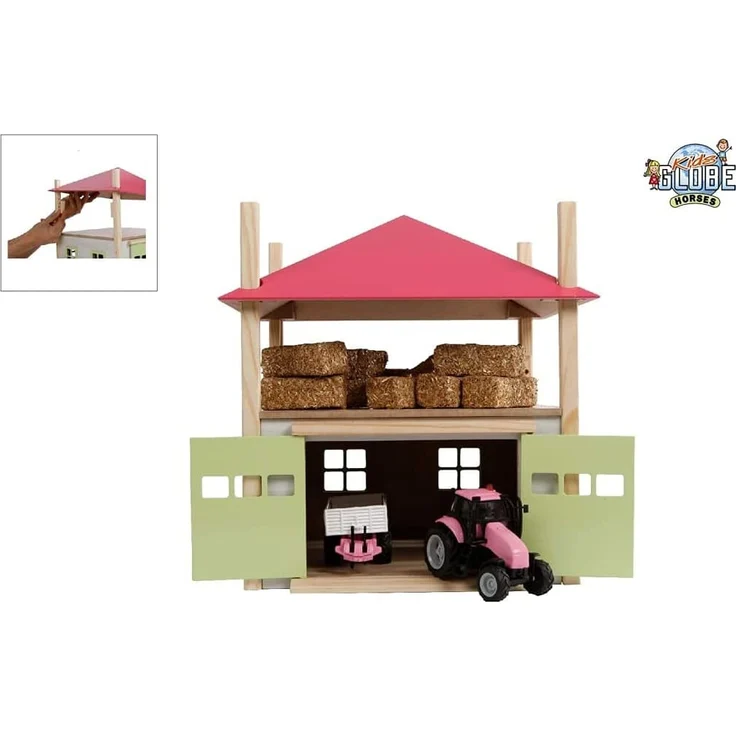 Kids Globe Spielzeug Scheune 1:32 Rosa – Bild 7