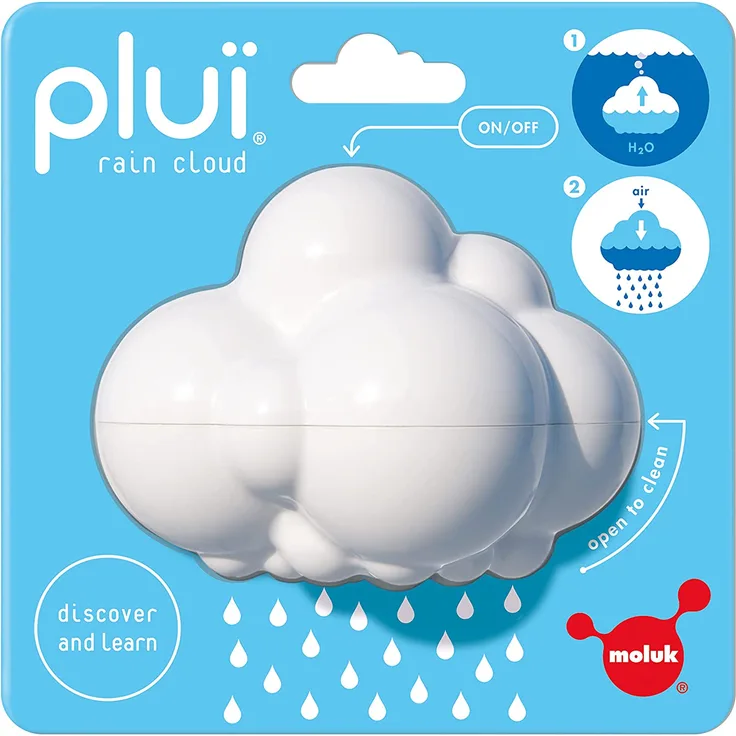 MOLUK 2843060 Plui Regenwolke, Badewannenspielzeug, innovatives Lernspielzeug für Kinder ab 0+ Monaten, weiß