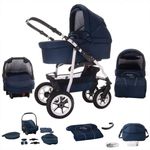 Bebebi Bellami | 3 in 1 Kombi Kinderwagen Set | Luftreifen | Farbe: Bellablue
