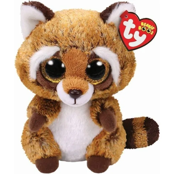 TY 36941 Rusty, Waschbär 15cm, mit Glitzeraugen, Beanie Boo's, braun