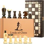 Schachspiel Schach Schachbrett Holz hochwertig - Chess Board Set klappbar mit Schachfiguren groß für Kinder und Erwachsene 31 x 31 cm