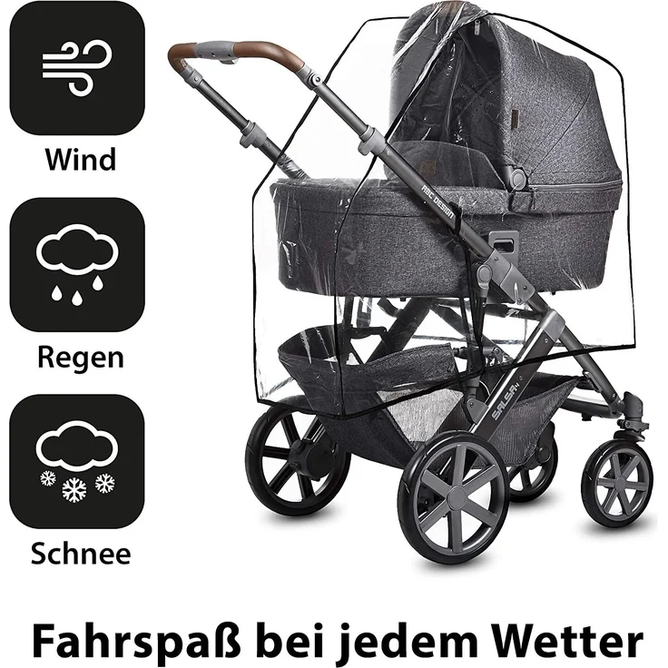 ABC Design Kinderwagen Regenschutz - für alle Kinderwagen universal verwendbar, passend für Babywanne und Sportsitz, windsicher, mit guter Luftzirkulation, einfaches Handling – Bild 3