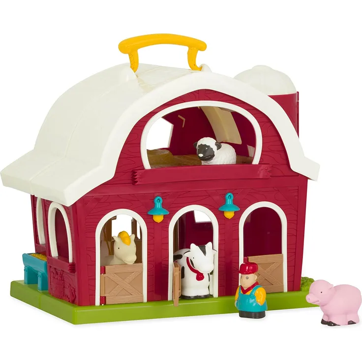 Battat Bauernhof Spielzeug – Große Scheune mit Bauernhoftiere Schwein, Pferd, Kuh, Schaf und Bauer – Set für Kinder ab 18 Monate (6 Teile)