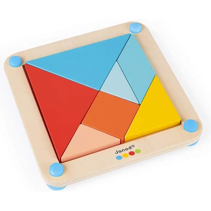 Janod - Essentiel - Das Tangram - Lernspiel aus Holz Babys und Kleinkinder - Farbe auf Wasserbasis - Ab 2 Jahren, J05070