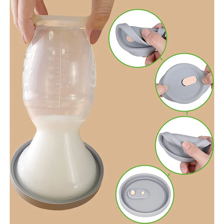 haakaa 150 ML Handmilchpumpe mit Silikondeckel und Saugfuß, Transparent Manuelle Brustpumpe, Silikon Milchpumpe & Muttermilchauffänger, Gesund und Harmlos - Preisvergleich – Bild 2