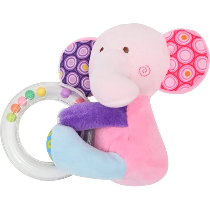 Lorelli Baby Plüschtier, Rasselring, Greifling, Rassel, Kuscheltier, ab Geburt rosa