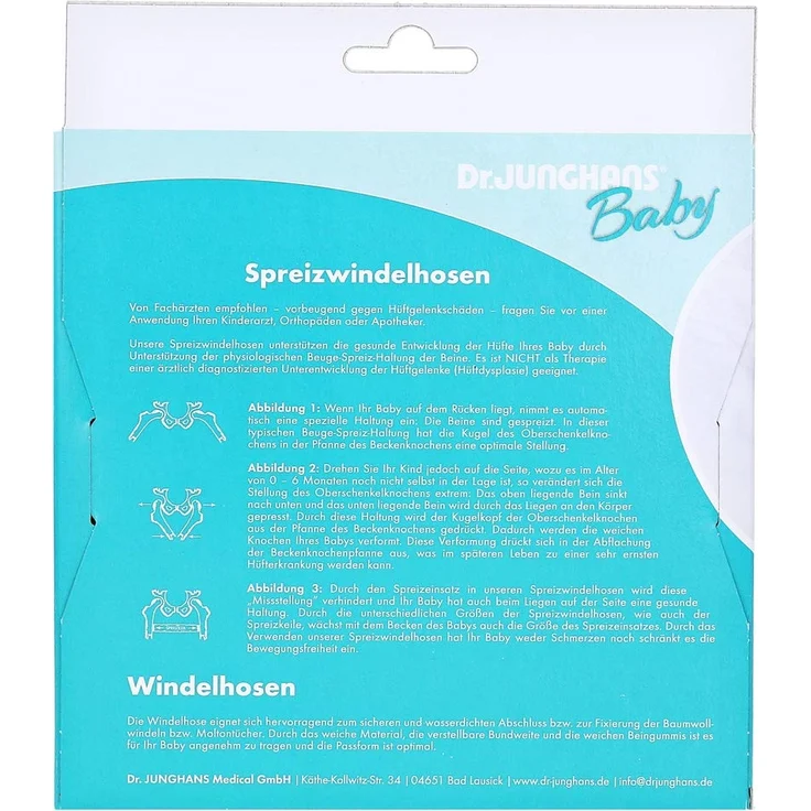 Dr. Junghans Medical 26600 Spreizhöschen Gewebe für Neugeborene, weiß – Bild 2