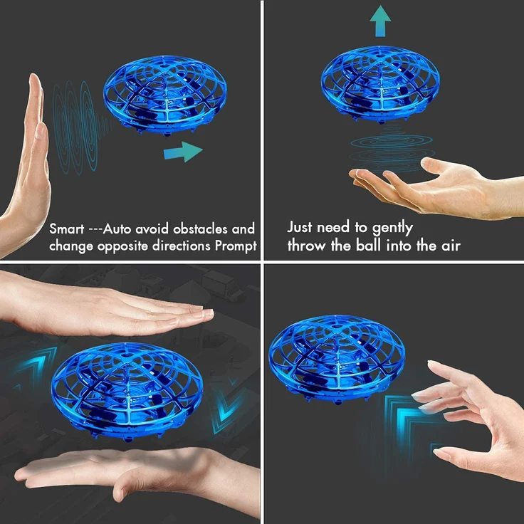 ShinePick UFO Mini Drohne, Kinder Spielzeug Handsensor Quadcopter Infrarot-Induktions-Flying Ball Fliegendes Spielzeug Geschenke für Jungen Mädchen Indoor Outdoor Fliegender Ball – Bild 2