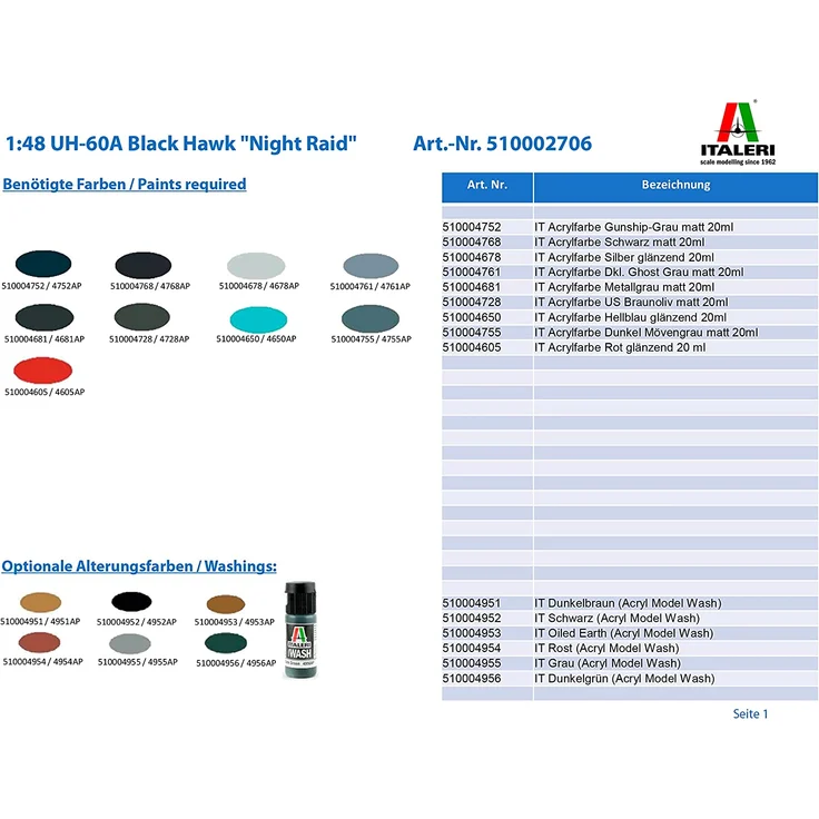 ITALERI 510002706 1:48 UH-60A Black Hawk "Night Raid" – Bild 2
