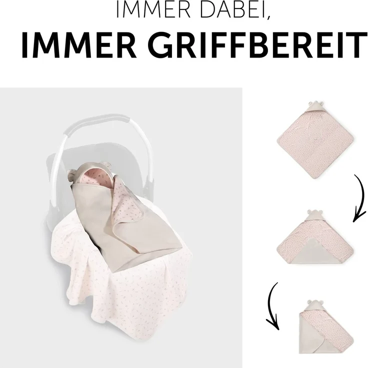 Hauck Baby Einschlagdecke Snuggle N Dream / Baumwolle / Universal für Babyschale, Autositz, Kinderwagen, Buggy, Babybett, Wippen / für 3 -und 5- Punkt-Gurtsysteme / 40 ° Maschinenwäsche / Beige Bloom – Bild 3