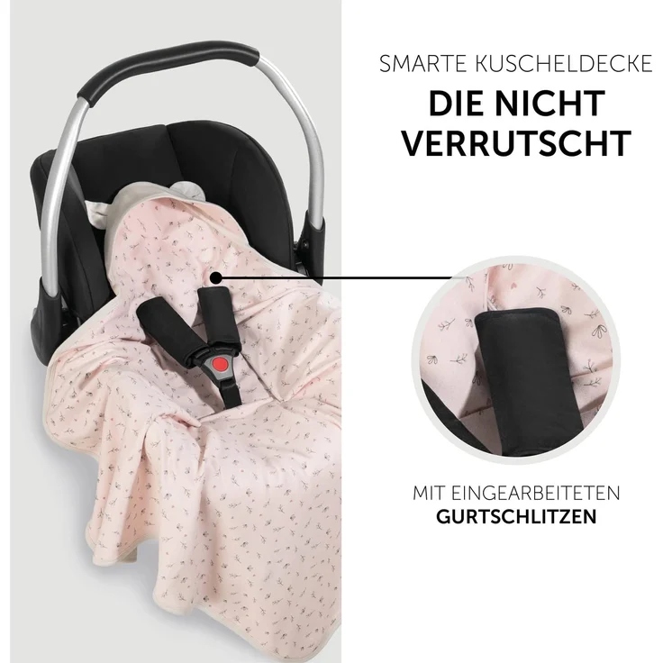 Hauck Baby Einschlagdecke Snuggle N Dream / Baumwolle / Universal für Babyschale, Autositz, Kinderwagen, Buggy, Babybett, Wippen / für 3 -und 5- Punkt-Gurtsysteme / 40 ° Maschinenwäsche / Beige Bloom – Bild 2