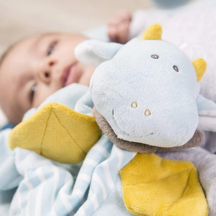 Fehn 065077 Schmusetuch Drache Deluxe – Schnuffeltuch mit Befestigungsring für Schnuller – Zum Kuscheln für Babys ab 0+ Monaten – Maße: 30 cm – Bild 3