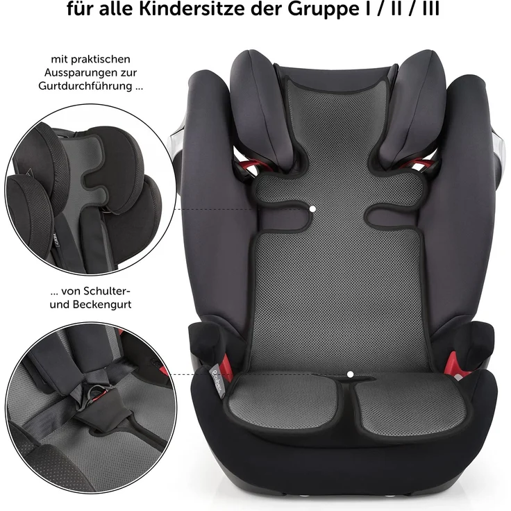 Atmungsaktive Sommer Sitzeinlage, Sitzauflage für Kinderwagen, Buggy und Kindersitz - Kühlt und schützt den Sitzbezug vor Flecken - Grau – Bild 5