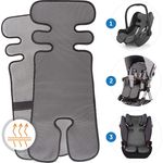 Atmungsaktive Sommer Sitzeinlage, Sitzauflage für Kinderwagen, Buggy und Kindersitz - Kühlt und schützt den Sitzbezug vor Flecken - Grau