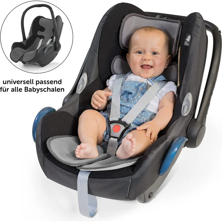 Atmungsaktive Sommer Sitzeinlage, Sitzauflage für Kinderwagen, Buggy und Kindersitz - Kühlt und schützt den Sitzbezug vor Flecken - Grau – Bild 6