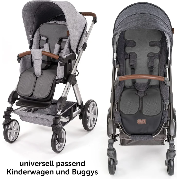 Atmungsaktive Sommer Sitzeinlage, Sitzauflage für Kinderwagen, Buggy und Kindersitz - Kühlt und schützt den Sitzbezug vor Flecken - Grau – Bild 4