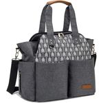 Lekebaby Baby Wickeltasche Bote groß mit Wickelunterlage für Reise, Grau