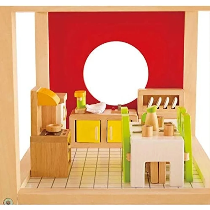 Hape E3454 Esszimmer, grüne Stühle/weißer Tisch/schrank mit weißen Türen – Bild 2