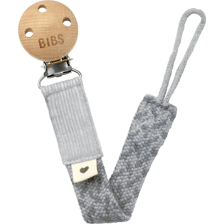 Bibs BIBS PACIFIER BRAID dummy holder 100% GOTS organic cotton Cloud/Iron