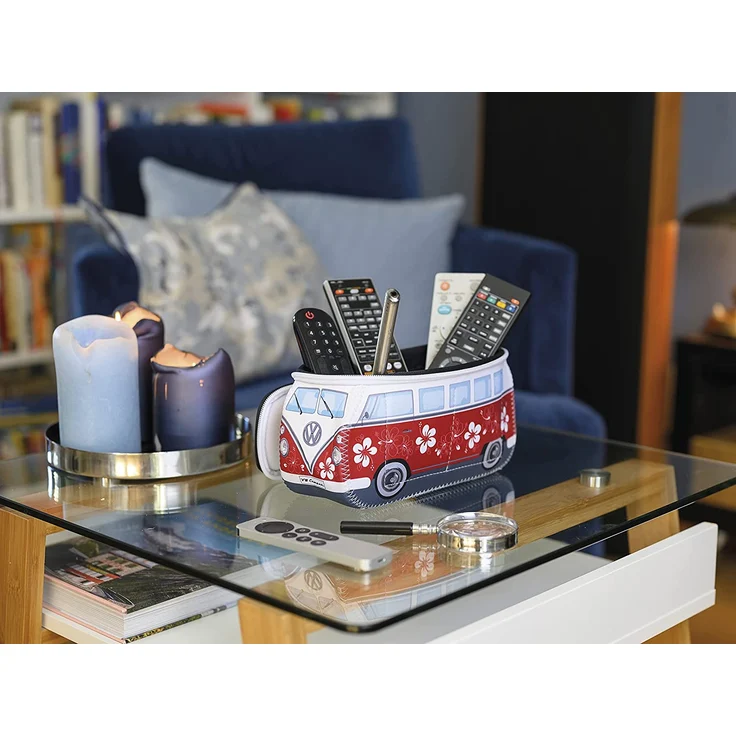 BRISA VW Collection - Volkswagen Neopren Universal-Schmink-Kosmetik-Kultur-Reise-Apotheke-Tasche-Mäppchen-Beutel T1 Bulli Bus (Hibiskus/Rot/Klein) – Bild 6