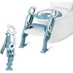 COSTWAY Kinder Toilettentrainer höhenverstellbar mit Leiter und Griffen, Blau - Preisvergleich