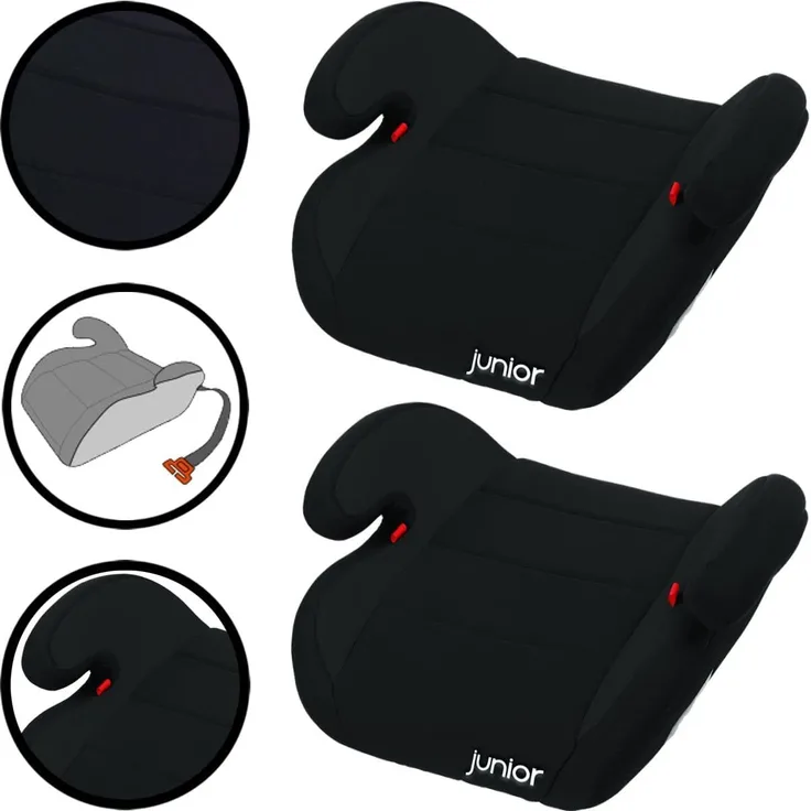 SET (2 STÜCK) Sitzerhöhung für Kinder von 15 bis 36 Kg (SCHWARZ)