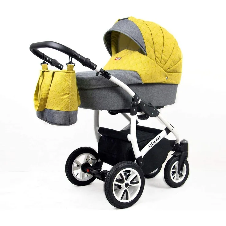SaintBaby Kinderwagen Komplettset Buggy Leicht Robust Sicher DIN EN 1888 Queen Ceylon Yellow 4in1 Autositz +Isofix