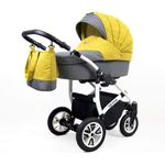 SaintBaby Kinderwagen Komplettset Buggy Leicht Robust Sicher DIN EN 1888 Queen Ceylon Yellow 4in1 Autositz +Isofix
