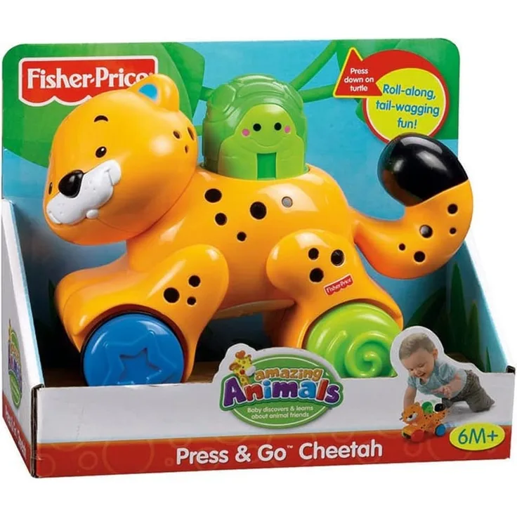 Fisher-Price Spielzeug – Amazing Tiere Press und Go Cheetah – Baby Kleinkind 6–36 Monate