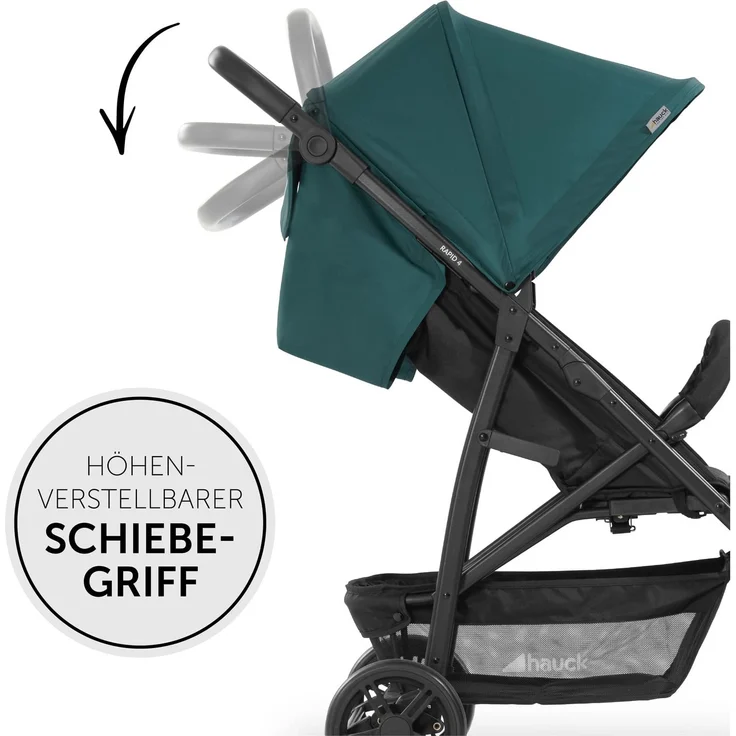 Hauck Buggy Rapid 4 bis 25 kg, Kinderbuggy Klein Zusammenklappbar, mit Liegefunktion, Höhenverstellbar, Großer Korb, Petrol – Bild 6