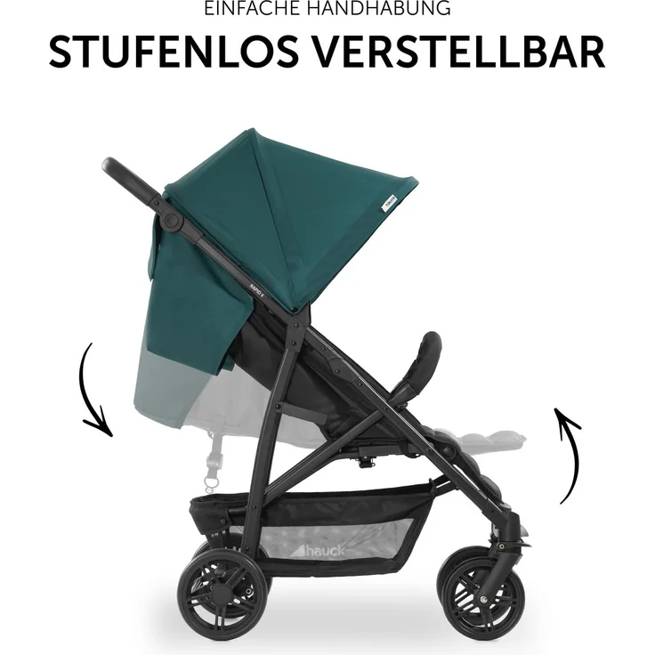 Hauck Buggy Rapid 4 bis 25 kg, Kinderbuggy Klein Zusammenklappbar, mit Liegefunktion, Höhenverstellbar, Großer Korb, Petrol – Bild 5