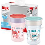 NUK Magic Cup Trinklernbecher | 8+ Monate | 230 ml | auslaufsicherer 360°-Trinkrand | BPA-frei | rot | 2 Stück