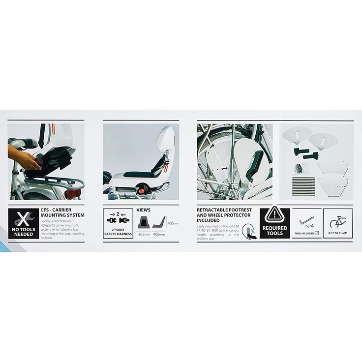 POLISPORT Guppy Junior Kinderfahrradsitz Grau - Preisvergleich – Bild 6