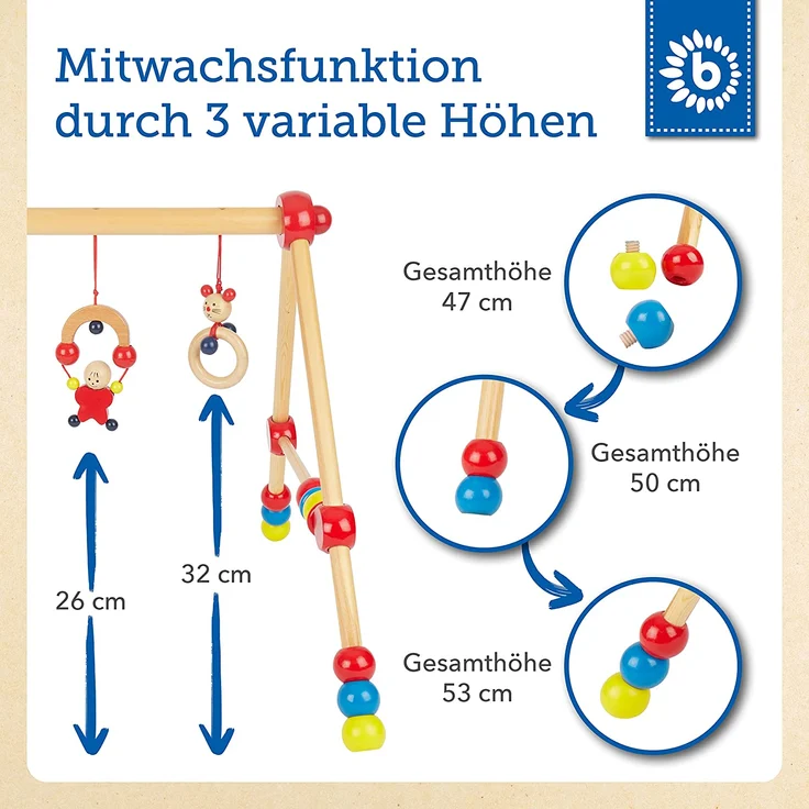 bieco Baby Holz-Gym mit Spielbogen, höhenverstellbar – Bild 3