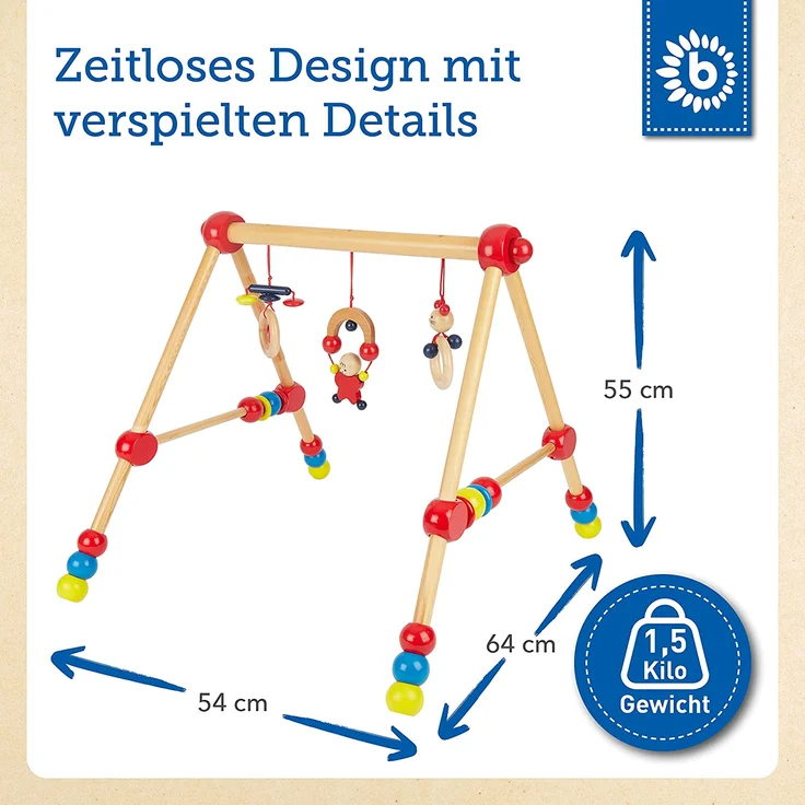 bieco Baby Holz-Gym mit Spielbogen, höhenverstellbar – Bild 4