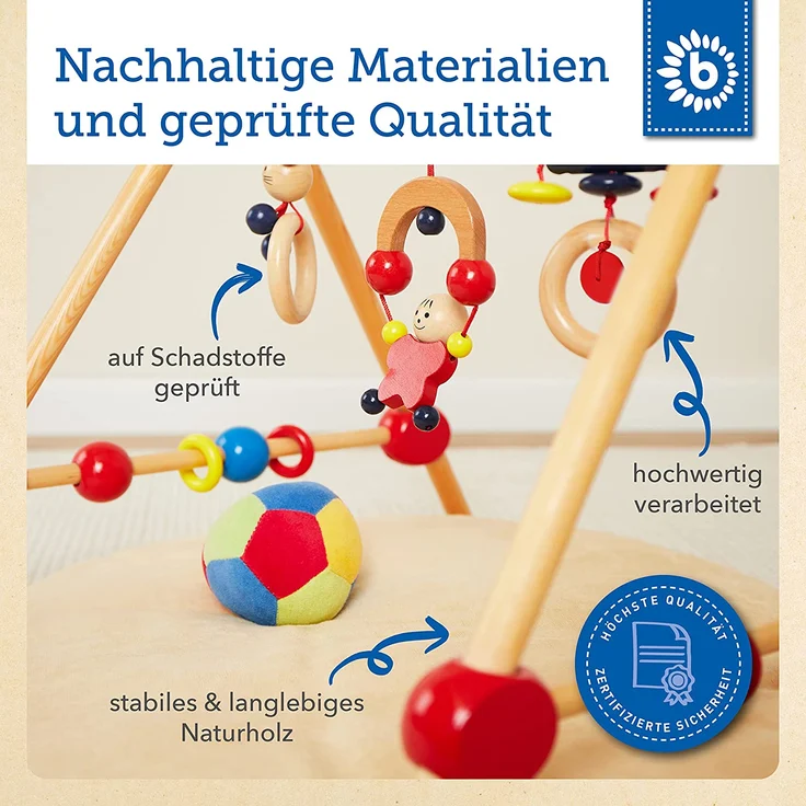 bieco Baby Holz-Gym mit Spielbogen, höhenverstellbar – Bild 6