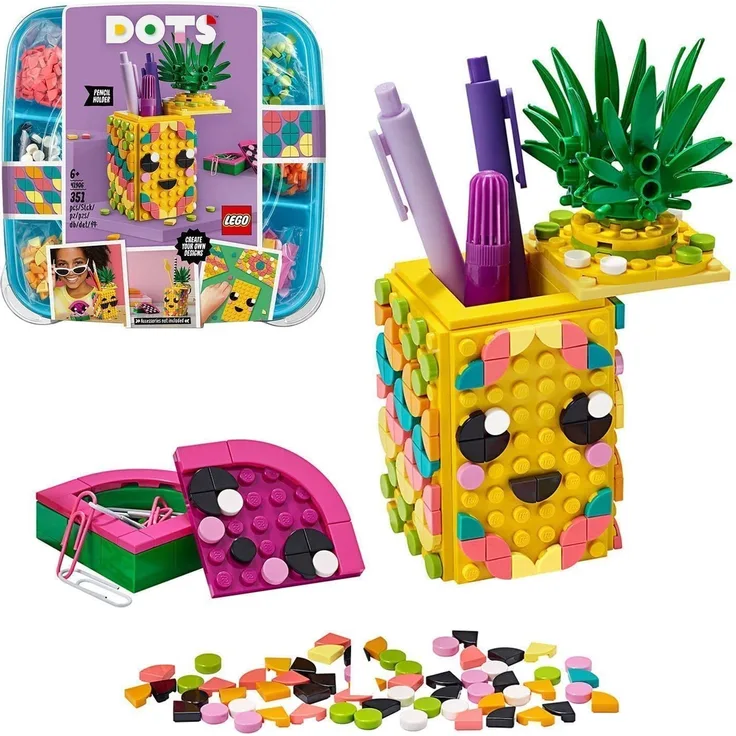 LEGO 41906 DOTS Ananas Stiftehalter Bastelset für Deko-Accessoires
