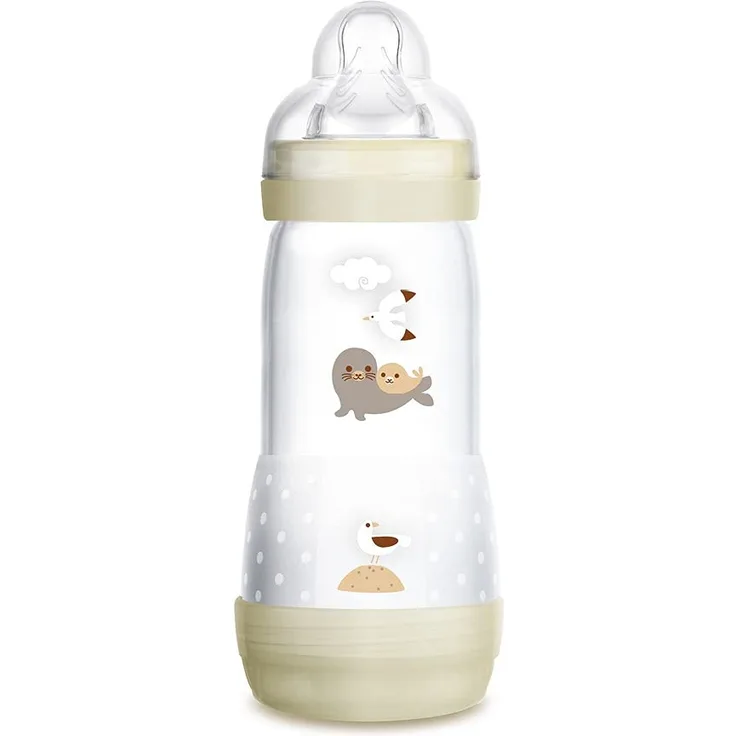 MAM Easy Start Anti-Colic A125 Patentierte Antokolikflasche mit Sauger 3 aus SkinSoftTM Silikon für Babys ab 4 Monaten, 320 ml, neutral, 1 Stück, selbststerilisierbar in 3 min
