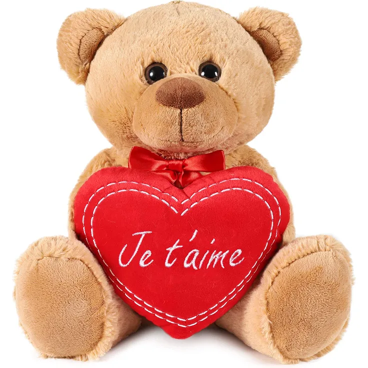 Teddy Plüschbär mit Herz - Je t'aime - Kuscheltier Schmusetier - 25 cm