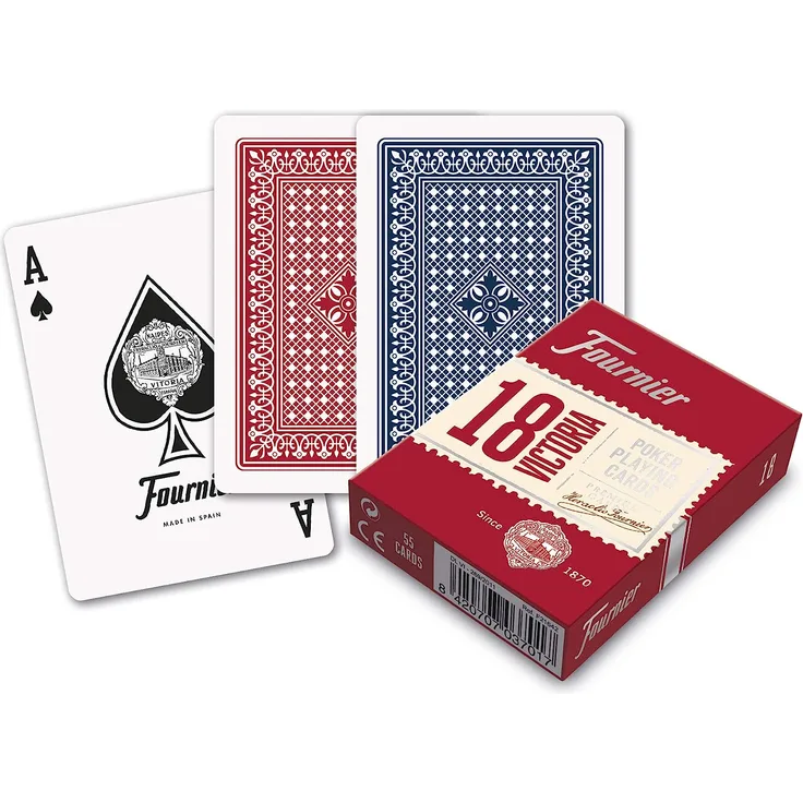Fournier F21642 18 Poker Kartenspiel, rot oder blau