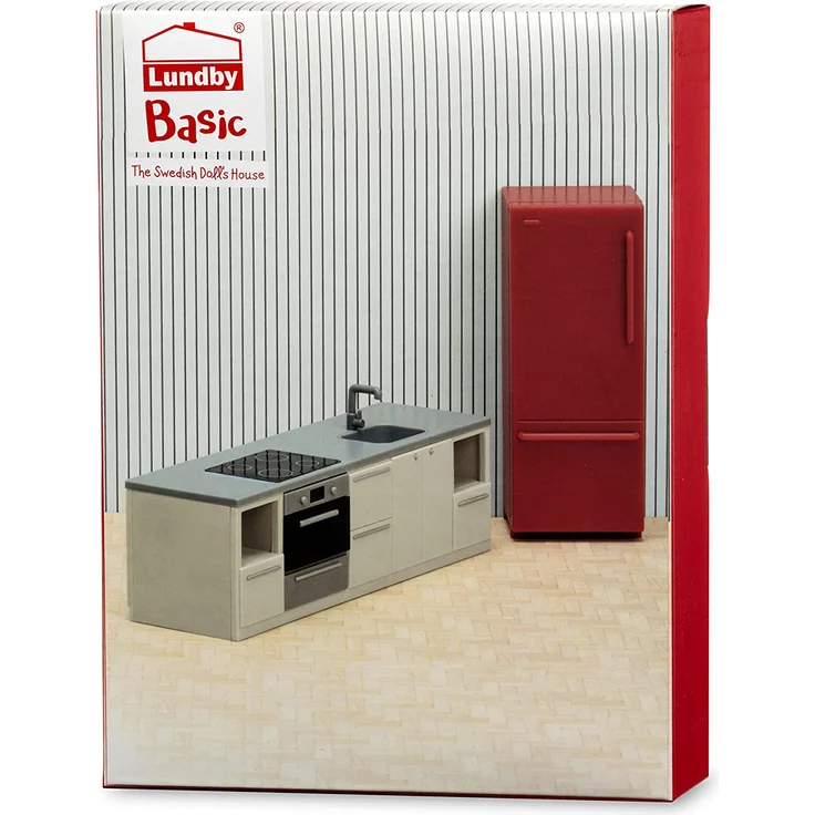 Lundby DIY Puppenhaus Puppenküche Zubehör Set 2-teilig, Miniatur Kühlschrank und Küchenzeile mit Elektrogeräten für Miniatur Haus – 1:18 Miniatur Küche Puppenzubehör Set für 11 cm Puppen – Bild 7