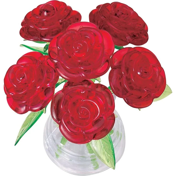 HCM Kinzel 59171 Crystal Puzzle Rote, 47 Teile, 6 Rosen in Einer Vase, bunt – Bild 4