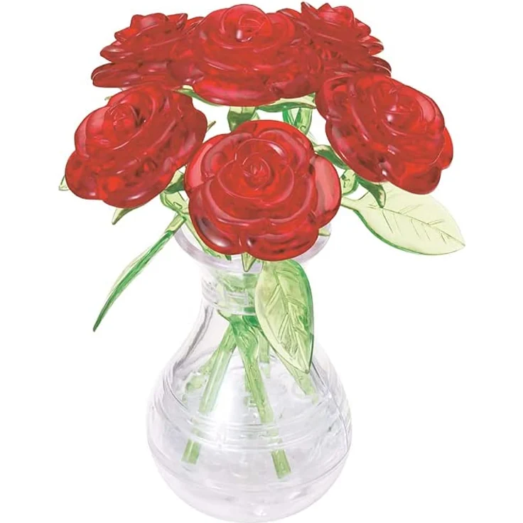 HCM Kinzel 59171 Crystal Puzzle Rote, 47 Teile, 6 Rosen in Einer Vase, bunt – Bild 1