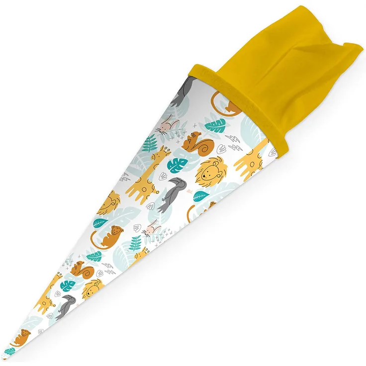 itenga Geschwisterschultüte 35cm Tiere Tiermuster Geschenkverpackung Schultüte Zuckertüte Filzverschluss Kinder Erwachsene (Afrikanische Tiere)