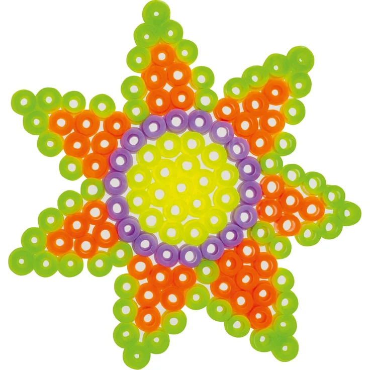 folia 73204 - Bügelperlen Starter Set Fun, mit einer Stiftplatte in Blumenform, 220 Perlen, eine Pinzette, Bügelpapier und eine Anleitung – Bild 3